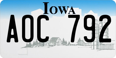 IA license plate AOC792