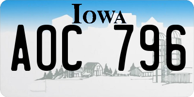 IA license plate AOC796