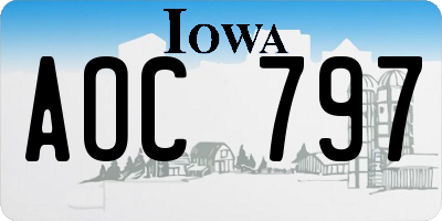 IA license plate AOC797