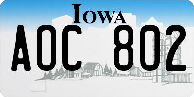 IA license plate AOC802