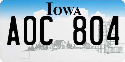 IA license plate AOC804