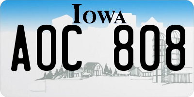 IA license plate AOC808