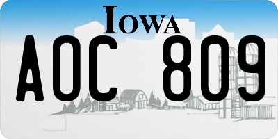 IA license plate AOC809
