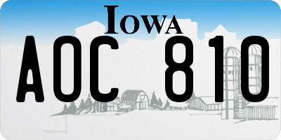 IA license plate AOC810