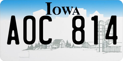IA license plate AOC814