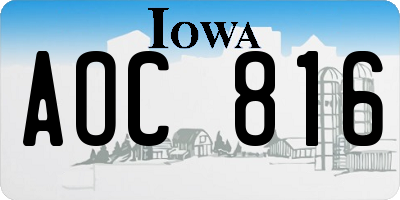 IA license plate AOC816