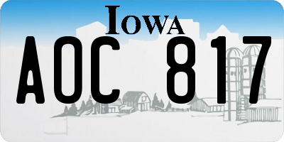 IA license plate AOC817