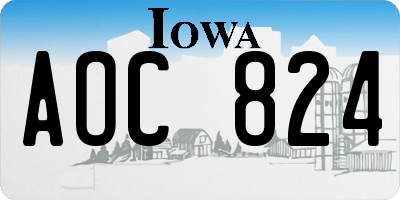 IA license plate AOC824