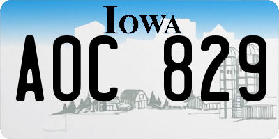 IA license plate AOC829