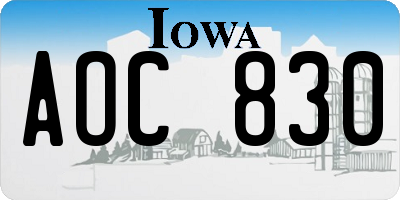 IA license plate AOC830