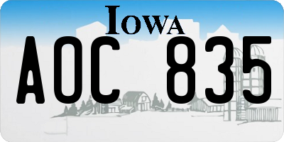 IA license plate AOC835