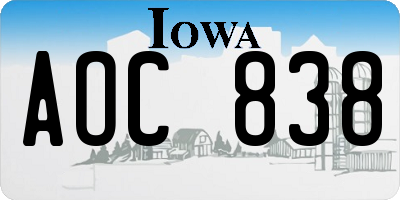 IA license plate AOC838