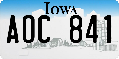 IA license plate AOC841