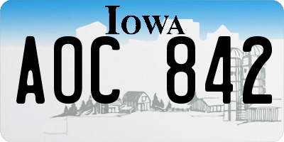 IA license plate AOC842