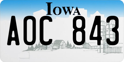 IA license plate AOC843