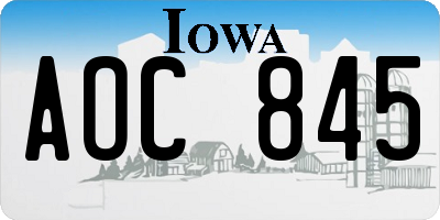 IA license plate AOC845