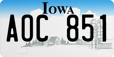 IA license plate AOC851