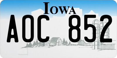 IA license plate AOC852