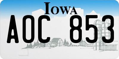 IA license plate AOC853