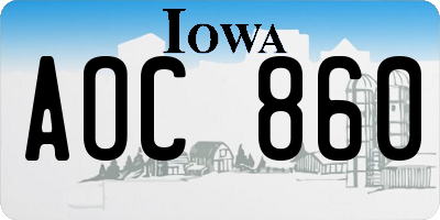 IA license plate AOC860
