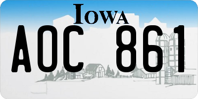 IA license plate AOC861