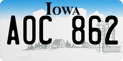 IA license plate AOC862