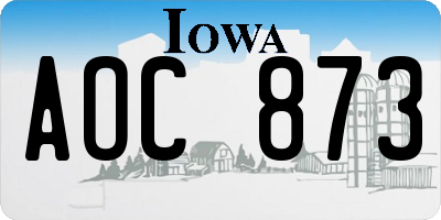IA license plate AOC873