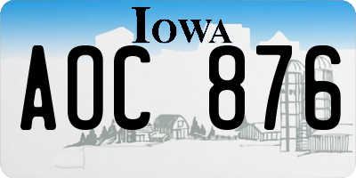 IA license plate AOC876