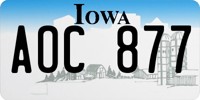 IA license plate AOC877