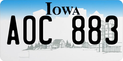 IA license plate AOC883