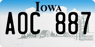 IA license plate AOC887