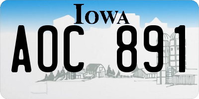 IA license plate AOC891