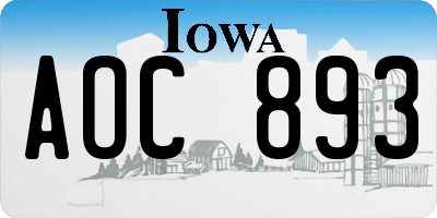 IA license plate AOC893