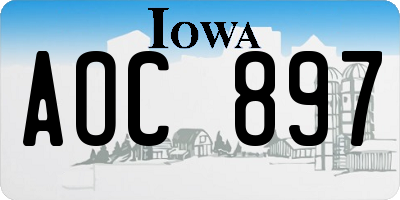 IA license plate AOC897