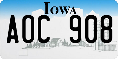 IA license plate AOC908