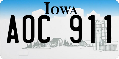 IA license plate AOC911