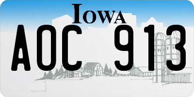 IA license plate AOC913