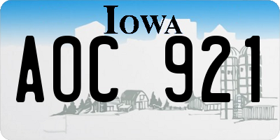 IA license plate AOC921