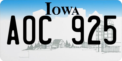 IA license plate AOC925