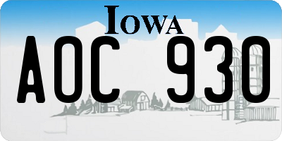 IA license plate AOC930