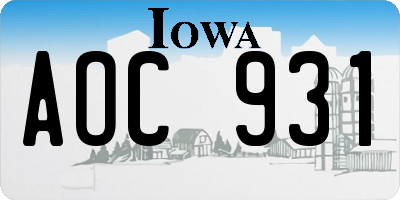 IA license plate AOC931