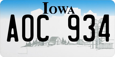 IA license plate AOC934