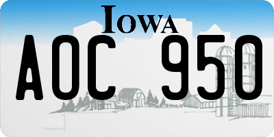 IA license plate AOC950