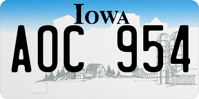 IA license plate AOC954