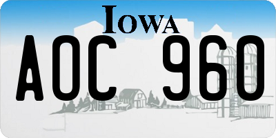 IA license plate AOC960