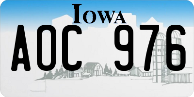 IA license plate AOC976