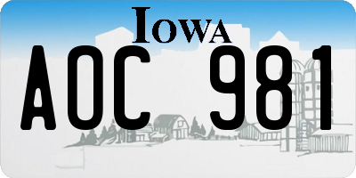 IA license plate AOC981