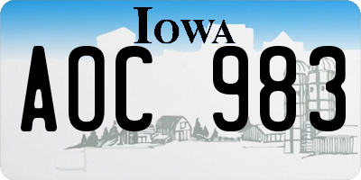 IA license plate AOC983