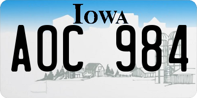 IA license plate AOC984