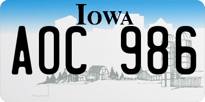 IA license plate AOC986